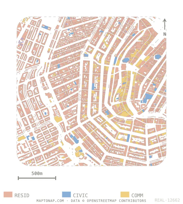 Land use map of Grachtengordel, Amsterdam