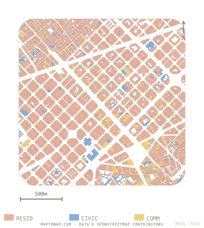 Land use map of L'Eixample, Barcelona