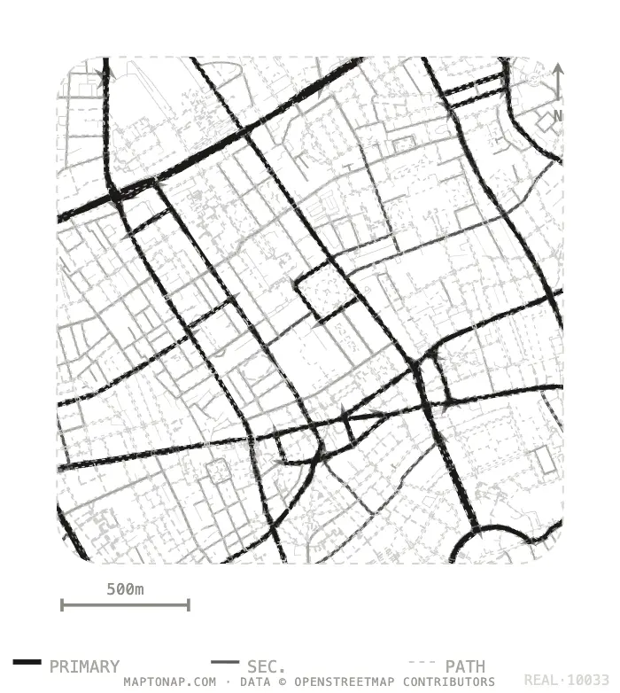 Street network map of Bloomsbury, London