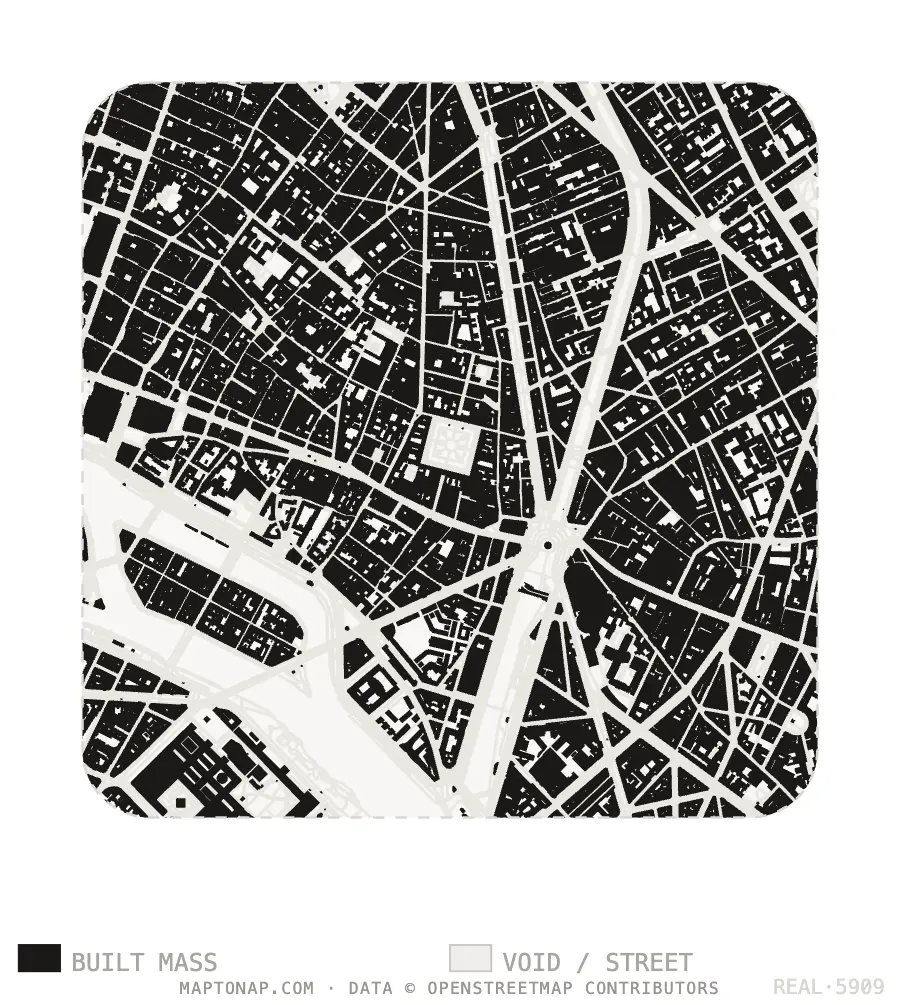 Figure ground map of Le Marais, Paris