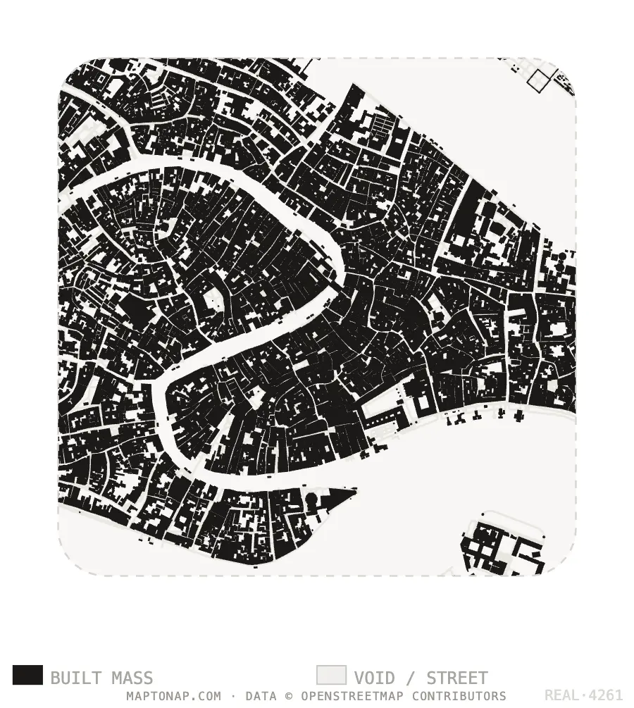 Figure ground map of San Marco & Rialto, Venice